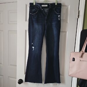 KanCan Dark Blue Distressed Flare Jeans